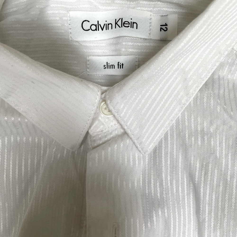 Boys Calvin Klein white dressy button down size 12